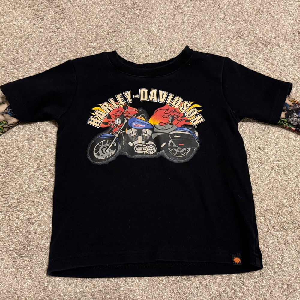 Harley-Davidson Kids Black and Orange Motorcycle Tee